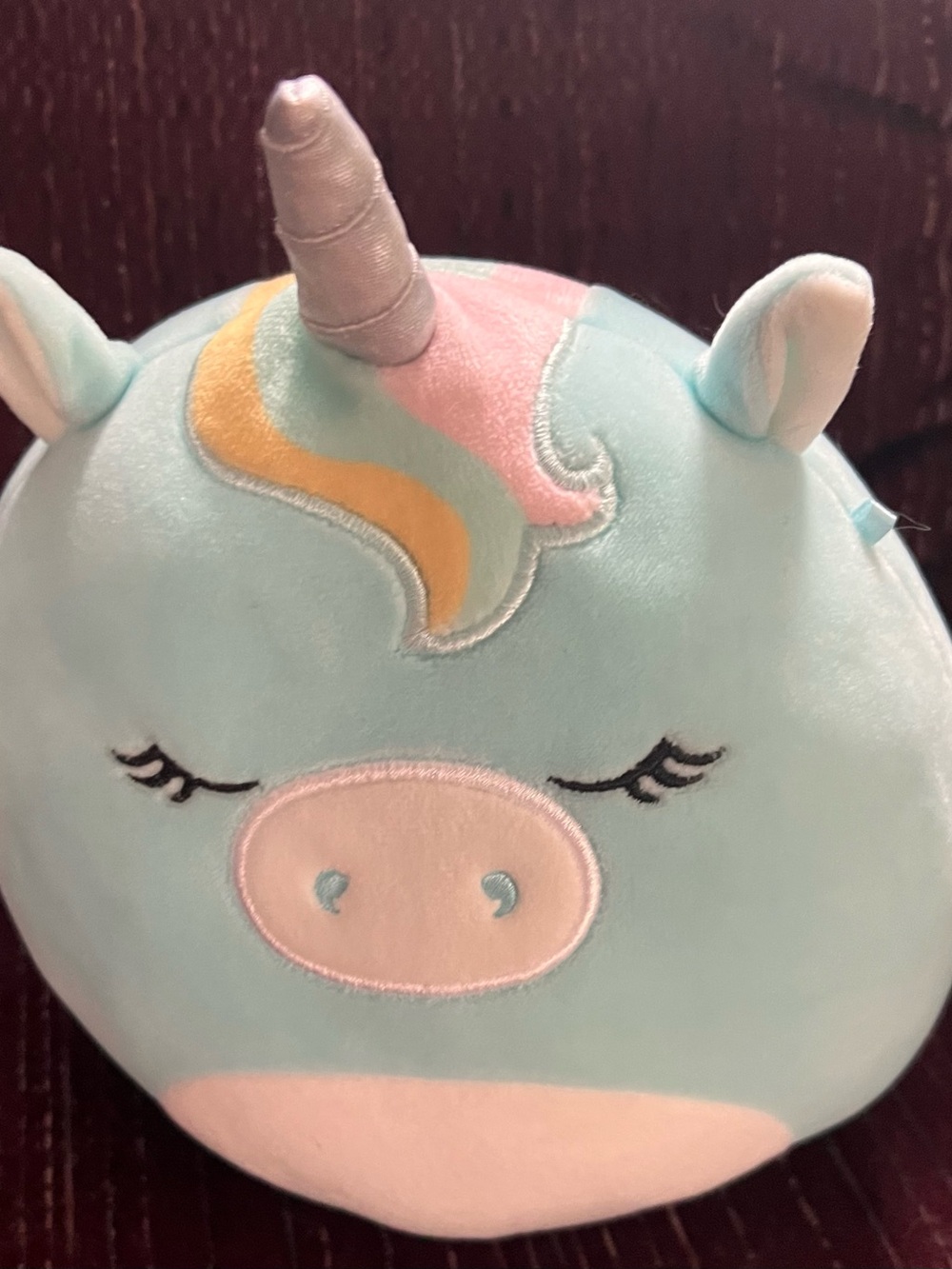 Original Squishmallows Pastel Blue Mint Unicorn Plush 8” EUC Sleeping Eyes